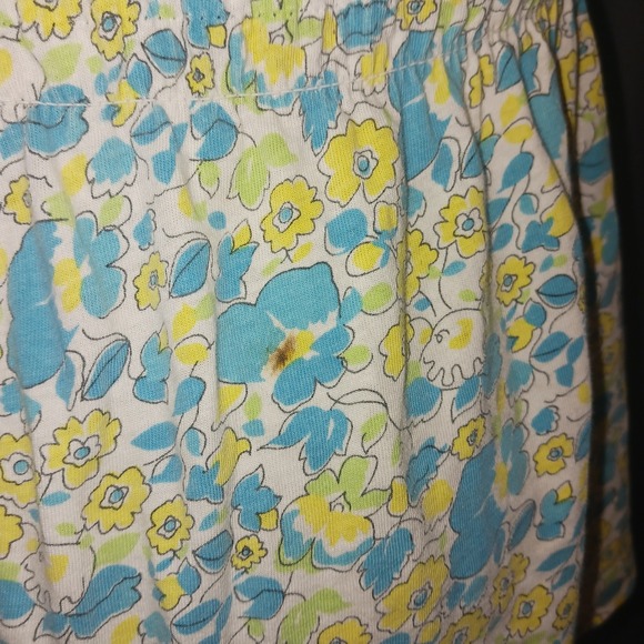 Floral Smocked Peplum Camisole Top Blue Yellow Dainty Double Strap Cottagecore L - Picture 4 of 5